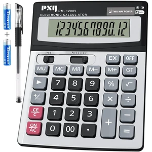 Desk Calculator 12 Digit Extra Large LCD Display, Touch Comfortable with Big Buttons, Two Way Power Battery and Solar Standard Function Office Calculators Desk Calculator 12 Digit Extra Large LCD Display, Touch Comfortable with Big Buttons, Two Way Power Battery and Solar Standard Function Office Calculators