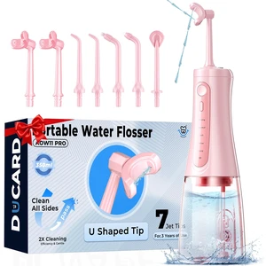 Cordless Water Flosser with U-Shaped Nozzle, 350ML Tank, 7 Jet Tips | Features 5 Cleaning Modes and IPX7 Waterproof. Portable and Rechargeable for Adult & Child Daily Oral Care and Travel, Pink Cordless Water Flosser with U-Shaped Nozzle, 350ML Tank, 7 Jet Tips | Features 5 Cleaning Modes and IPX7 Waterproof. Portable and Rechargeable for Adult & Child Daily Oral Care and Travel, Pink
