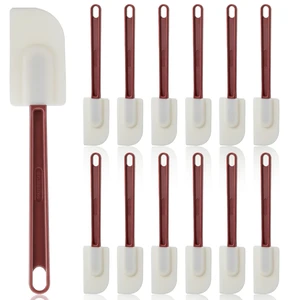 12 PCS 10 Inch Silicone Rubber Spatula Set Heat Resistant 500°F Non-Stick Scrapers for Baking Cooking Mixing, Dishwasher Safe, Red 12 PCS 10 Inch Silicone Rubber Spatula Set Heat Resistant 500°F Non-Stick Scrapers for Baking Cooking Mixing, Dishwasher Safe, Red