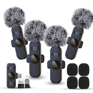 4 Pack Wireless Lavalier Microphone Mini for iPhone Android Computer | Pro Lapel Mics Tiny Small for Content Creators Video Recording Vlogging Podcast TikTok, Noise Reduction, Reverb, 48KHz 24Bit 4 Pack Wireless Lavalier Microphone Mini for iPhone Android Computer | Pro Lapel Mics Tiny Small for Content Creators Video Recording Vlogging Podcast TikTok, Noise Reduction, Reverb, 48KHz 24Bit