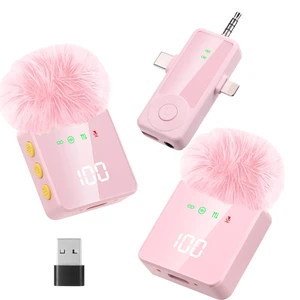 4 in 1 Wireless Microphone for iPhone/Android/Camera/Laptop/PC | 2 Pcs Noise Cancelling Mini Lavalier Mic 20 Hour Working Time LCD Battery Display for Content Creators, Podcast, Streaming 4 in 1 Wireless Microphone for iPhone/Android/Camera/Laptop/PC | 2 Pcs Noise Cancelling Mini Lavalier Mic 20 Hour Working Time LCD Battery Display for Content Creators, Podcast, Streaming