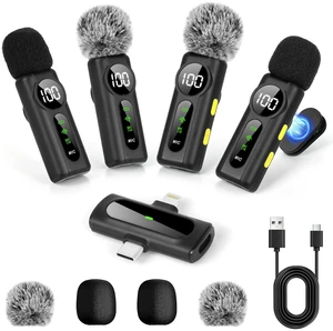 4 Pack Wireless Lavalier Microphone for Phone,Mini Mic with Noise Reduction | Plug and Play Mini Mic,Phone Microphone for 4-Person Video Recording,28-hours battery life Mini Microphone 4 Pack Wireless Lavalier Microphone for Phone,Mini Mic with Noise Reduction | Plug and Play Mini Mic,Phone Microphone for 4-Person Video Recording,28-hours battery life Mini Microphone
