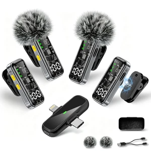 4-Pack Wireless Mini Lavalier Microphones for iPhone Android iPad | Noise Reduction & LED Digital Display, Magnetic Mini Mic for Video Recording Vlogging YouTube Podcast Interview 4-Pack Wireless Mini Lavalier Microphones for iPhone Android iPad | Noise Reduction & LED Digital Display, Magnetic Mini Mic for Video Recording Vlogging YouTube Podcast Interview