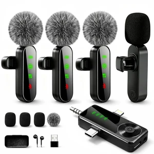 4 Packs Wireless Lavalier Microphone for iPhone Android Camera | Mini Clip-On Mic with Noise Reduction for 4-Person Video Recording, Interviews, Podcasts, YouTube, TikTok & Vlogging (Black) 4 Packs Wireless Lavalier Microphone for iPhone Android Camera | Mini Clip-On Mic with Noise Reduction for 4-Person Video Recording, Interviews, Podcasts, YouTube, TikTok & Vlogging (Black)