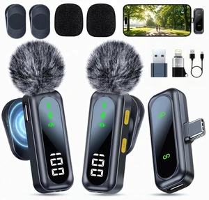 Wireless Lavalier Microphone, Mini Magnetic Clip-On Mic with LED Display, 2.4GHz Plug & Play Mic for iPhone, Android & iPad, Noise Reduction for Video Recording, Live Streaming, Vlog, YouTube, TikTok Wireless Lavalier Microphone, Mini Magnetic Clip-On Mic with LED Display, 2.4GHz Plug & Play Mic for iPhone, Android & iPad, Noise Reduction for Video Recording, Live Streaming, Vlog, YouTube, TikTok
