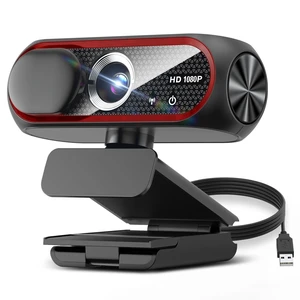 1080P HD Webcam with Microphone, Noise Cancellation, Privacy Cover, Wide-Angle Lens, Auto Light Correction, Plug & Play USB Webcam for Laptop, Desktop, PC, Mac, Zoom, Skype, Streaming (Red) 1080P HD Webcam with Microphone, Noise Cancellation, Privacy Cover, Wide-Angle Lens, Auto Light Correction, Plug & Play USB Webcam for Laptop, Desktop, PC, Mac, Zoom, Skype, Streaming (Red)