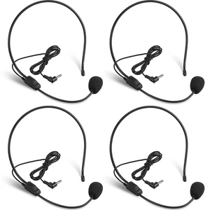 4 Pcs Headset Microphone Flexible Boom for Voice Amplifier Teachers | Hands-free Flexible Boom, 3.5mm Plug for Voice Amplifiers, Ideal for Speakers Singers Dancers Coaches Presentations 4 Pcs Headset Microphone Flexible Boom for Voice Amplifier Teachers | Hands-free Flexible Boom, 3.5mm Plug for Voice Amplifiers, Ideal for Speakers Singers Dancers Coaches Presentations