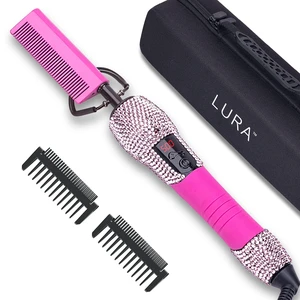 Pink 180-500°F Hot Comb Electric for Wigs,Straightening Comb for African American Hair,Pressing Combs,Bling Diamonds Hair Straightener Brush for Women Pink 180-500°F Hot Comb Electric for Wigs,Straightening Comb for African American Hair,Pressing Combs,Bling Diamonds Hair Straightener Brush for Women