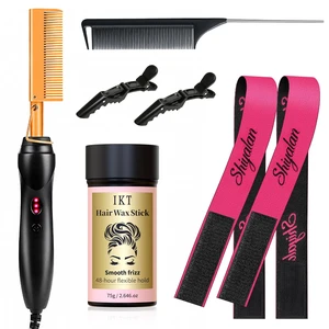 Hot Comb Set 7Pcs, Electric Hair Straightener Pressing Comb for Black Hair, Hot Comb Set with Wig Wax Stick, Lace Band, Rat Tail Comb Salon Clips Hot Comb Set 7Pcs, Electric Hair Straightener Pressing Comb for Black Hair, Hot Comb Set with Wig Wax Stick, Lace Band, Rat Tail Comb Salon Clips