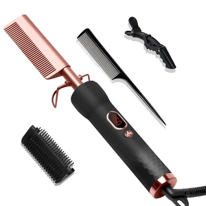 Hot Comb,Pressing Combs for Black Hair with 12 Temp Adjustable | Electric Hot Comb,Double Voltage Heat Comb for Wigs,Anti-Scald Straightening Comb Curling Iron for Curl,Straight Hot Comb,Pressing Combs for Black Hair with 12 Temp Adjustable | Electric Hot Comb,Double Voltage Heat Comb for Wigs,Anti-Scald Straightening Comb Curling Iron for Curl,Straight
