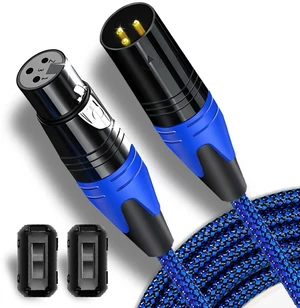 Professional 10ft XLR Male to Female Microphone Cable, Blue | Dual Shielded, Oxygen-Free Copper, Nylon Braided, For Podcasting/Live Streams/Stage Professional 10ft XLR Male to Female Microphone Cable, Blue | Dual Shielded, Oxygen-Free Copper, Nylon Braided, For Podcasting/Live Streams/Stage