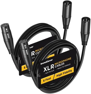 2 Pack 6 Feet XLR Cables Male to Female Microphone Cord, Black | Male to Female, 6ft, 2 Pack, Noise-Cancelling, Compatible with DMX, Mixer, 3-Pin, Professional Audio, Balanced 2 Pack 6 Feet XLR Cables Male to Female Microphone Cord, Black | Male to Female, 6ft, 2 Pack, Noise-Cancelling, Compatible with DMX, Mixer, 3-Pin, Professional Audio, Balanced
