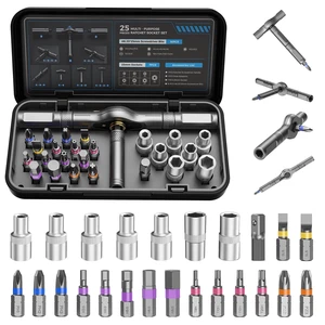Magnetic 25 in 1 Ratchet Screwdriver Set, S2 Steel Bits | Detachable Ratchet Handle, Strong Magnetic Design, Ratchet Wrench Tool Kit for Electronics, Furniture, Bicycle, Home Repair Magnetic 25 in 1 Ratchet Screwdriver Set, S2 Steel Bits | Detachable Ratchet Handle, Strong Magnetic Design, Ratchet Wrench Tool Kit for Electronics, Furniture, Bicycle, Home Repair