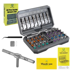 42 in 1 Magnetic Ratchet Screwdriver Set - S2 Steel, T Handle | 42 S2 Steel Bits, Aluminum T Handle, 80% Effort Saving - Phillips, Flathead, Torx, Hex - Portable Case, SIM Tool, Tweezer 42 in 1 Magnetic Ratchet Screwdriver Set - S2 Steel, T Handle | 42 S2 Steel Bits, Aluminum T Handle, 80% Effort Saving - Phillips, Flathead, Torx, Hex - Portable Case, SIM Tool, Tweezer