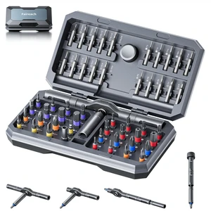 55 in 1 Magnetic Ratchet Screwdriver Set with Detachable T Handle | Multi Tool Set, S2 Steel Bits, for Tight Spaces, Furniture, Precision Electronics, Bike Repair, General Household Fixes 55 in 1 Magnetic Ratchet Screwdriver Set with Detachable T Handle | Multi Tool Set, S2 Steel Bits, for Tight Spaces, Furniture, Precision Electronics, Bike Repair, General Household Fixes
