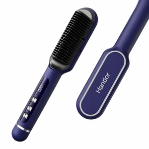 Ionic Hair Straightener Brush, Anti-Scald Hot Brush with 9 Heat Settings 250-410F LED Display, Dual Voltage Hair Straightening Brush for Curly Thick Hair, Travel Kit Ionic Hair Straightener Brush, Anti-Scald Hot Brush with 9 Heat Settings 250-410F LED Display, Dual Voltage Hair Straightening Brush for Curly Thick Hair, Travel Kit