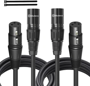 XLR Cable 2-Pack 6FT, 3-Pin Male to Female Mic Cables, Balanced Audio Cord for Microphone, Mixer, PA Speakers, Studio, Stage XLR Cable 2-Pack 6FT, 3-Pin Male to Female Mic Cables, Balanced Audio Cord for Microphone, Mixer, PA Speakers, Studio, Stage