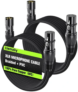 XLR Cable 10ft 2 Pack, Dual Shielded OFC XLR Microphone Cable | Male to Female Braided Balanced Mic Cord with Gold-Plated 3-Pin for Mixer, Speaker Systems, 10 Feet XLR Cable 10ft 2 Pack, Dual Shielded OFC XLR Microphone Cable | Male to Female Braided Balanced Mic Cord with Gold-Plated 3-Pin for Mixer, Speaker Systems, 10 Feet