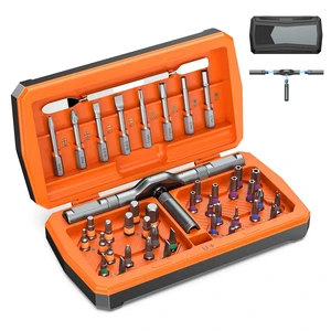 43 in 1 Ratchet Screwdriver Set with T-Handle, Magnetic Screwdriver Kit with 40 S2 Steel Bits, Precision Ratchet Wrench, Metal Pry Bar, Repair Tool Kit for Electronics Furniture Bike Home DIY 43 in 1 Ratchet Screwdriver Set with T-Handle, Magnetic Screwdriver Kit with 40 S2 Steel Bits, Precision Ratchet Wrench, Metal Pry Bar, Repair Tool Kit for Electronics Furniture Bike Home DIY