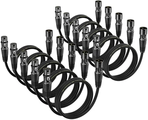XLR Cables 1.5 Ft 10 Packs - Male to Female Microphone Cable Mic Cable | With 3-Pin Balanced Shielded XLR Speaker Cables for Microphones, Radio Station, Stage Lighting XLR Cables 1.5 Ft 10 Packs - Male to Female Microphone Cable Mic Cable | With 3-Pin Balanced Shielded XLR Speaker Cables for Microphones, Radio Station, Stage Lighting