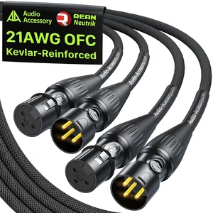 XLR Cables 10ft 2 Pack, 21AWG OFC Dual Shielded Mic Cord | Neutrik REAN Gold-Pin Connector, Kevlar-Reinforced Heavy Duty Nylon Braided Noiseless Balanced Microphone Cable for Shure Mic XLR Cables 10ft 2 Pack, 21AWG OFC Dual Shielded Mic Cord | Neutrik REAN Gold-Pin Connector, Kevlar-Reinforced Heavy Duty Nylon Braided Noiseless Balanced Microphone Cable for Shure Mic