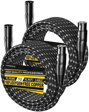 XLR Cables 25ft 2Pack, Durable Nylon Braided XLR Microphone Cable | OFC conductors, double shielding, balanced 3-pin XLR, metal connectors, for microphones, mixers and speakers XLR Cables 25ft 2Pack, Durable Nylon Braided XLR Microphone Cable | OFC conductors, double shielding, balanced 3-pin XLR, metal connectors, for microphones, mixers and speakers