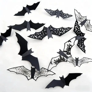 24Pcs Large Halloween Bats Wall Decorations Bats Wall Stickers 3D Self-Adhesive PVC Bats Wall Decals Removable Hollow Bats Window Stickers Walls Clings Decoration for Halloween Party Indoor Supplies 24Pcs Large Halloween Bats Wall Decorations Bats Wall Stickers 3D Self-Adhesive PVC Bats Wall Decals Removable Hollow Bats Window Stickers Walls Clings Decoration for Halloween Party Indoor Supplies