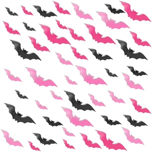 3D Halloween Wall Bats Decor - 48 Pink PVC Bats Stickers & Decals for Home, Indoor Spooky Theme 3D Halloween Wall Bats Decor - 48 Pink PVC Bats Stickers & Decals for Home, Indoor Spooky Theme