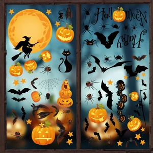 Pumpkin Spider Bats Shop Window Clings for Halloween Decorations Home Decor Pumpkin Spider Bats Shop Window Clings for Halloween Decorations Home Decor