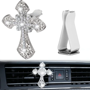 Bling Car Air Vent Clip Crystal Cross Rhinestone Charm,Silver Bling Car Air Vent Clip Crystal Cross Rhinestone Charm,Silver
