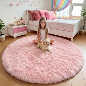 Light Pink Fluffy Round Rug Circle Area Rugs 4ft for Bedroom | Soft Plush Shaggy Circular Non-Slip Carpet for Nursery Teen Dorm Classroom Playroom Living Room Bedside Home Decor Aesthetic Light Pink Fluffy Round Rug Circle Area Rugs 4ft for Bedroom | Soft Plush Shaggy Circular Non-Slip Carpet for Nursery Teen Dorm Classroom Playroom Living Room Bedside Home Decor Aesthetic