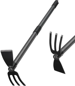 Hoe and Cultivator Gardening Hand Tools, Heavy Duty Stainless Steel Garden Hoe and 3 Fork Hand Tiller for Gardening Weeding Planting with Adjustable Handle 45 inch Hoe and Cultivator Gardening Hand Tools, Heavy Duty Stainless Steel Garden Hoe and 3 Fork Hand Tiller for Gardening Weeding Planting with Adjustable Handle 45 inch