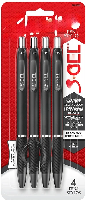 Pen, Fine Point (0.5mm), Black Metal Barrel, Black Ink, 4 Count Pen, Fine Point (0.5mm), Black Metal Barrel, Black Ink, 4 Count