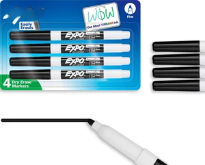 Low Odor Dry Erase Markers, Fine Tip, Black, 4 Count - Home Organization, Study Supplies Low Odor Dry Erase Markers, Fine Tip, Black, 4 Count - Home Organization, Study Supplies