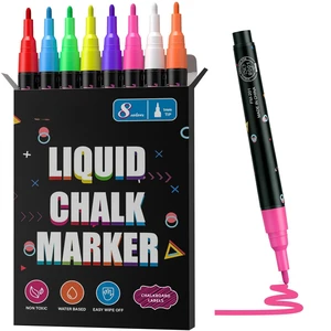 Fine Tip Chalk Markers, Liquid Chalk Pens-8 Pack, 1mm Point | Dry & Wet Erase Chalkboard Markers, Non-Toxic Chalk Marker for First Day of School Sign, Blackboard, Glass, Cars Fine Tip Chalk Markers, Liquid Chalk Pens-8 Pack, 1mm Point | Dry & Wet Erase Chalkboard Markers, Non-Toxic Chalk Marker for First Day of School Sign, Blackboard, Glass, Cars