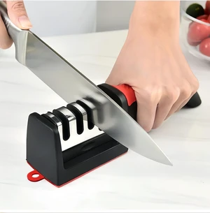 4-Stage Knife Sharpener, Kitchen Tool for Knives & Scissors | Works for Steel & Ceramic Blades, Supports Blade Repair, Restoration and Polishing 4-Stage Knife Sharpener, Kitchen Tool for Knives & Scissors | Works for Steel & Ceramic Blades, Supports Blade Repair, Restoration and Polishing