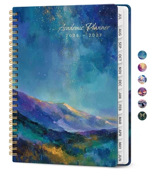 Academic Planner 2026-2027, Jul 2026-Jun 2027 Monthly & Weekly Planner | 6.3" x 8.5" Pretty Calendar Planner for Women, Hardcover Organizer with tabs, School Office Home Supplies, Starlit Peaks Academic Planner 2026-2027, Jul 2026-Jun 2027 Monthly & Weekly Planner | 6.3" x 8.5" Pretty Calendar Planner for Women, Hardcover Organizer with tabs, School Office Home Supplies, Starlit Peaks