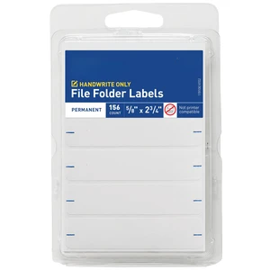 File Folder Labels, 5/8" x 2-3/4", White, Non-Printable, 156 Blank Labels Total File Folder Labels, 5/8" x 2-3/4", White, Non-Printable, 156 Blank Labels Total