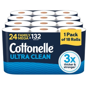 Ultra Clean Toilet Paper, 24 Family Mega Rolls=132 Regular Rolls Ultra Clean Toilet Paper, 24 Family Mega Rolls=132 Regular Rolls