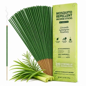 Outdoor Mosquito Repellent Incense Sticks, 240 Count | 10% blend of citronella, lemongrass and rosemary oils; DEET-free, 40-50-minute burn time for patios, camping and BBQs Outdoor Mosquito Repellent Incense Sticks, 240 Count | 10% blend of citronella, lemongrass and rosemary oils; DEET-free, 40-50-minute burn time for patios, camping and BBQs