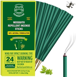 Mosquito Repellent Incense Sticks with Citronella Oil, 24 Count | Extra Thick, Plant-Based Formula for Outdoor Patio, Backyard Gathering & Camping, Up to 2.5-Hour to Help Deter Flying Insects Mosquito Repellent Incense Sticks with Citronella Oil, 24 Count | Extra Thick, Plant-Based Formula for Outdoor Patio, Backyard Gathering & Camping, Up to 2.5-Hour to Help Deter Flying Insects