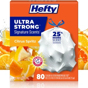 Ultra Strong Signature Scents 13G Trash Bags, Citrus Spritz, 80ct | 13 Gallon White Kitchen Trash Bags with 25% More Scent Technology, Resists Leaks, Punctures, Tears, Odor Control Ultra Strong Signature Scents 13G Trash Bags, Citrus Spritz, 80ct | 13 Gallon White Kitchen Trash Bags with 25% More Scent Technology, Resists Leaks, Punctures, Tears, Odor Control