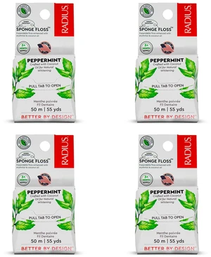 Vegan Sponge Floss, Soft Expanding Dental Floss for Sensitive Gums and Tight Teeth, PFAS Free, Vegan, Plastic Free Packaging, 50m / 55 yd, Peppermint, Pack of 4 Vegan Sponge Floss, Soft Expanding Dental Floss for Sensitive Gums and Tight Teeth, PFAS Free, Vegan, Plastic Free Packaging, 50m / 55 yd, Peppermint, Pack of 4