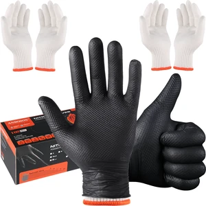 BBQ Gloves Disposable, Heat Resistant Grilling Gloves for Cooking | 10Mil Heavy Duty Nitrile Gloves-100Ct &4 Cotton Liners for Meat Handling Smoker for Hot Food Prep,Non-Slip Grip,Large,Black BBQ Gloves Disposable, Heat Resistant Grilling Gloves for Cooking | 10Mil Heavy Duty Nitrile Gloves-100Ct &4 Cotton Liners for Meat Handling Smoker for Hot Food Prep,Non-Slip Grip,Large,Black
