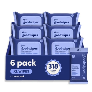 Flushable Wipes (6 Pack) (50 Count (Pack of 6), Cedar) | Septic Safe, Extra Large, Adult Wet Wipes, Bathroom Essentials, Women and Men Flushable Wipes (6 Pack) (50 Count (Pack of 6), Cedar) | Septic Safe, Extra Large, Adult Wet Wipes, Bathroom Essentials, Women and Men