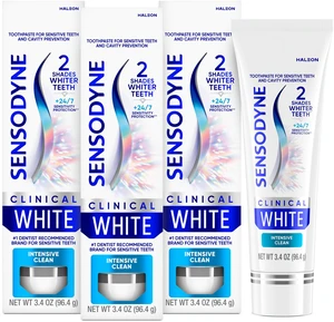 Clinical White Intensive Clean Toothpaste, 3.4 oz (3 Pack) | Clinically Proven Whitening for Sensitive Teeth, Intensive Clean, 2 Shades Whiter Teeth Clinical White Intensive Clean Toothpaste, 3.4 oz (3 Pack) | Clinically Proven Whitening for Sensitive Teeth, Intensive Clean, 2 Shades Whiter Teeth