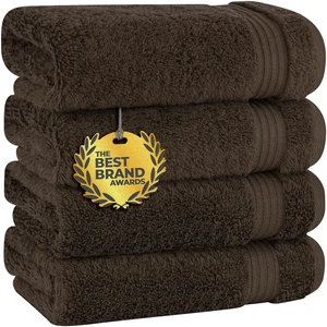 100% Cotton Turkish Towel Set, Soft Absorbent Quick Dry, 4 Piece Hand Towel Set, Chocolate Brown 100% Cotton Turkish Towel Set, Soft Absorbent Quick Dry, 4 Piece Hand Towel Set, Chocolate Brown