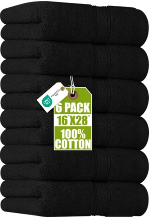 6 Pack Premium Hand Towels, 16x28 in, 600 GSM Cotton, Black | Premium Ultra-Soft Lightweight Ring Spun Cotton Hand Towels - Highly Absorbent, Ideal for Bathroom, Gym, Spa & Hotel 6 Pack Premium Hand Towels, 16x28 in, 600 GSM Cotton, Black | Premium Ultra-Soft Lightweight Ring Spun Cotton Hand Towels - Highly Absorbent, Ideal for Bathroom, Gym, Spa & Hotel