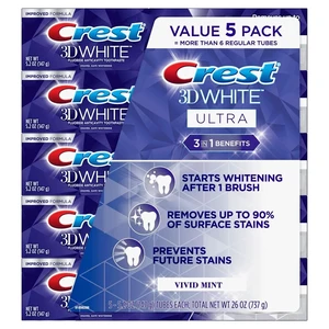 3D White Ultra Whitening Toothpaste, Vivid Mint (5.2 oz., 5 pk.) 3D White Ultra Whitening Toothpaste, Vivid Mint (5.2 oz., 5 pk.)