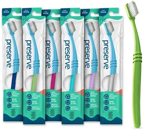 Adult Toothbrushes, Medium Bristles, Recycled, Travel Pouch, 6ct | Made in the USA; BPA-Free; Recycled #5 Plastic Handle; Colors Vary; Everyday Effective Cleaning for Teeth & Gums Adult Toothbrushes, Medium Bristles, Recycled, Travel Pouch, 6ct | Made in the USA; BPA-Free; Recycled #5 Plastic Handle; Colors Vary; Everyday Effective Cleaning for Teeth & Gums